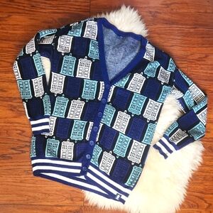 Dr. Who Tardis 1/4 Button Front Cardigan